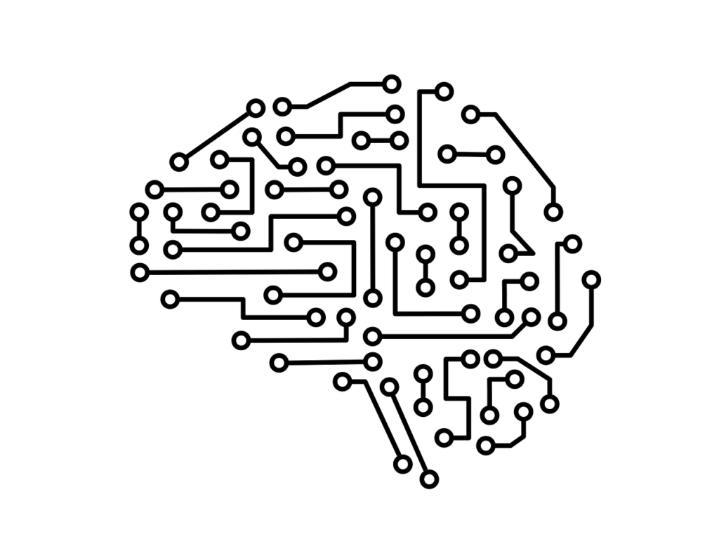 Circuit diagram in the shape of a brain