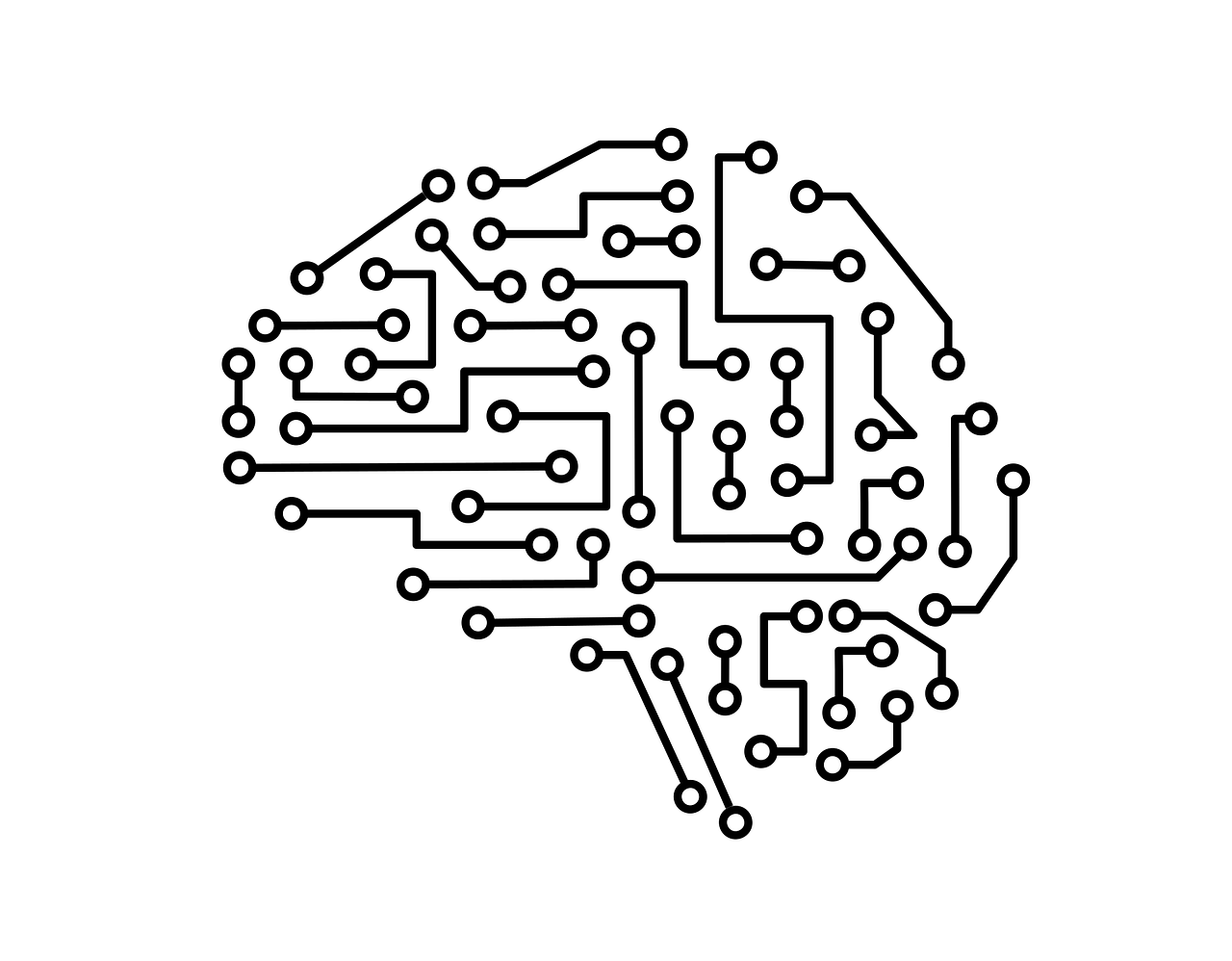 Circuit diagram in the shape of a brain